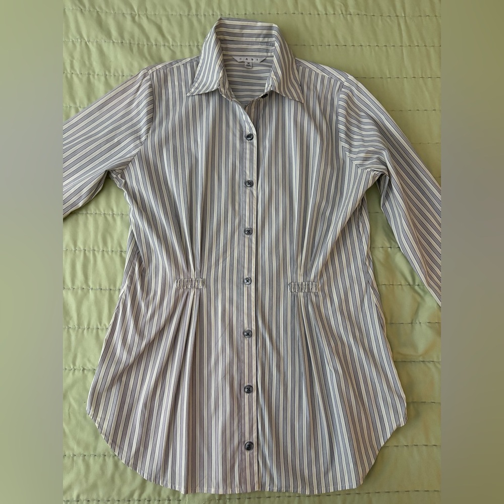 💥MoviNG sALe‼️  CAbi Pinstripe Shirt w/Fitted Waist.  Sz M